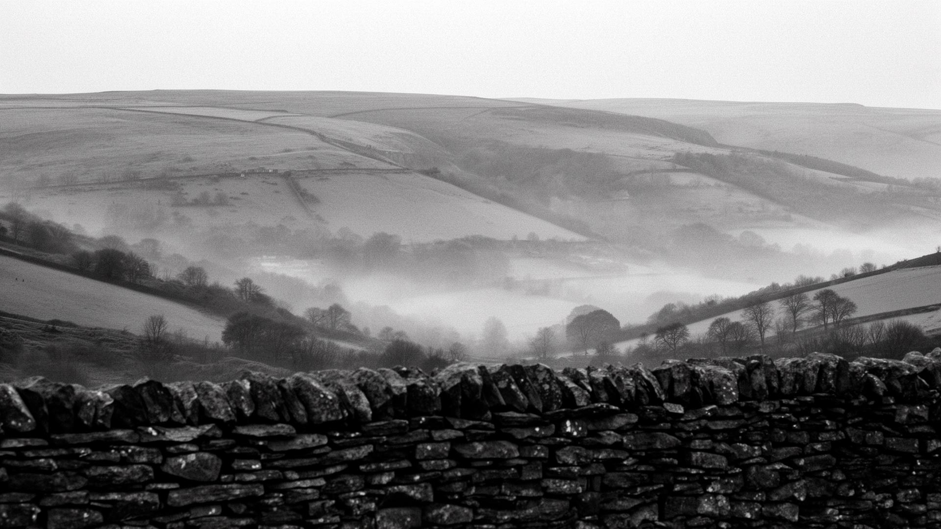 The Pennine hills above Rossendale in soft mist
